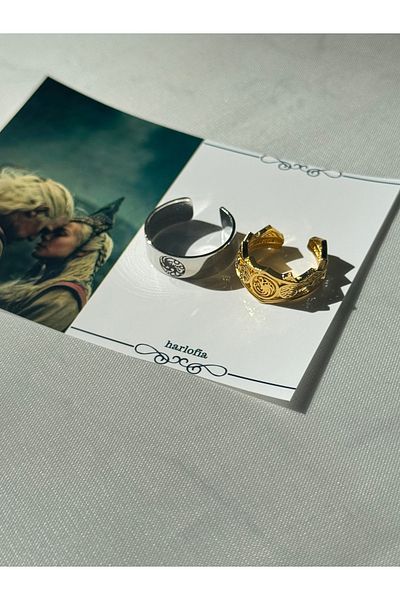 Harlofia Jewelry Adjustable Targaryen Dragon Crown Ring Set