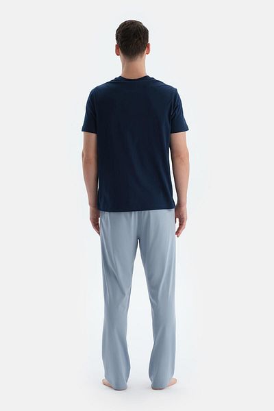 Dagi Μπλε Navy Combed Cotton Modal Διπλό Παντελόνι