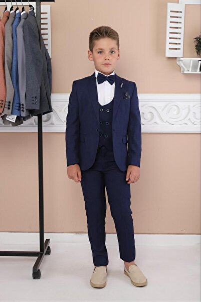REMA STİL Boy's Suit Jacket Vest Pants Shirt Set