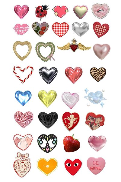 Rana İkra Art Kalp Temalı Sticker (1 Sayfa 34 Adet)