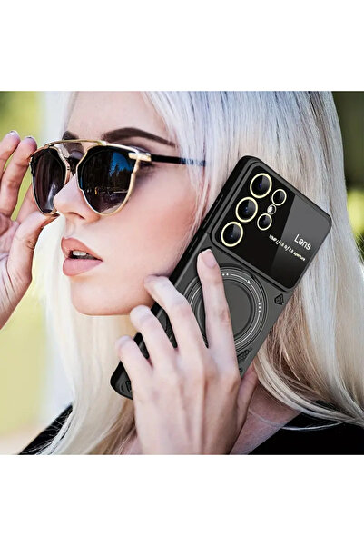 Rivor Samsung Galaxy S25 Ultra Kılıf Kamera Lens Korumalı Magsafe Destekli Manyetik Halka Standlı Kapak