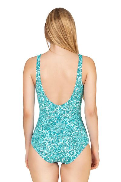 Endeep Women's Paisley Patterned Gathering Swimsuit
