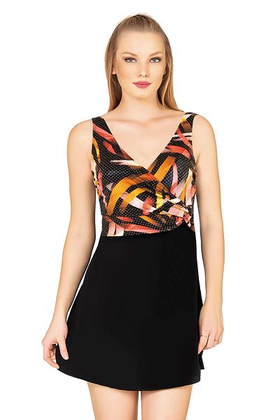 Endeep Women's Double Breasted Detailed Skirted Dress Swimsuit