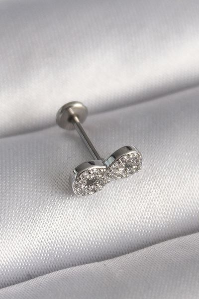 Skygo 316L Silver Color Infinity Tragus Piercing with Zircon Stone Detail - Tj-Pr1345