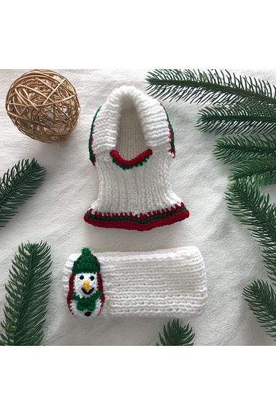 Lady Fify White Kaşkol Beanie Suit for Cat Dog