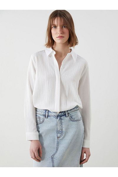 LC Waikiki New Season Textured Seersucker Women's Shirt Tunic - S5Jr40Z8