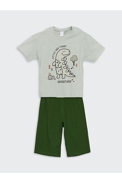 LC Waikiki New Season Crew Neck Boys' Shorts Pajama Set - S5Lc33Z1