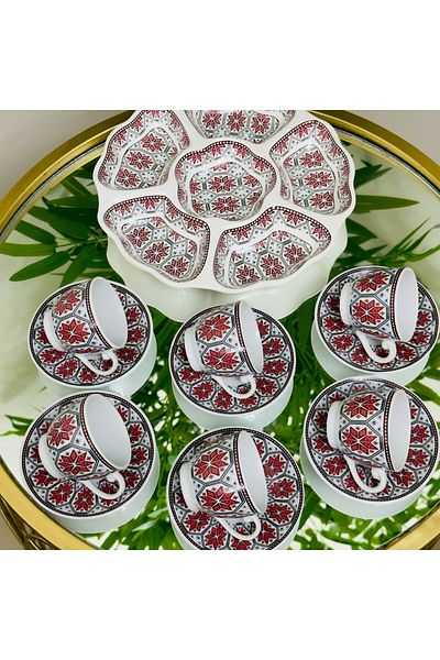 Generica Turkish coffee cup set with divided saucer for hospitality and serving