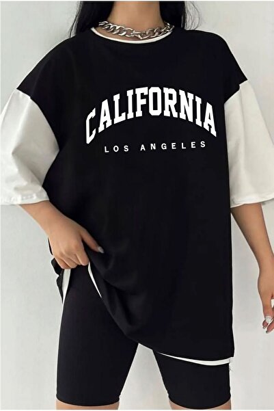 Tarzsokak تيشيرت مزدوج اللون مطبوع عليه كاليفورنيا نيويورك للجنسين