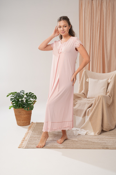 Lohussa ثوب نوم نسائي من الدانتيل بتصميم خاص من القطن للحوامل