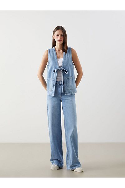 LC Waikiki Γυναικείο τζιν γιλέκο LCW Vision V-Neck