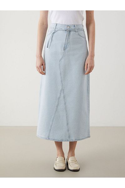 LC Waikiki Lcw Women's Jean Skirt with Belt Fast Fashion