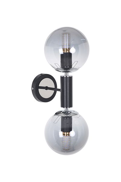 MŞ Aydınlatma Hector Black Chrome 2 Sconce with Smoked Glass