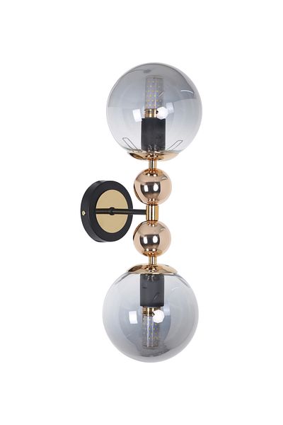 MŞ Aydınlatma Misket Black Gold 2 Smoked Glass Sconce