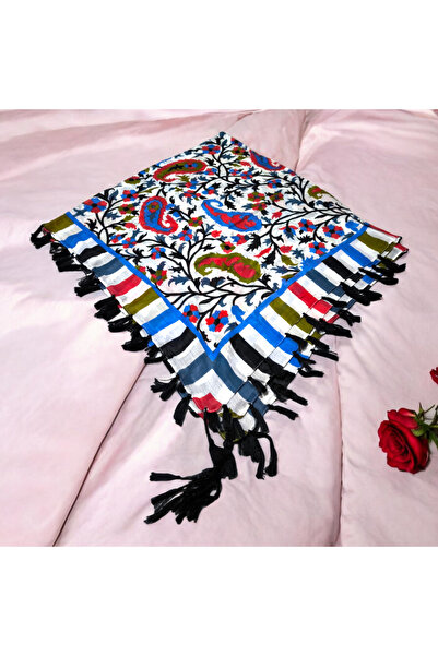 kızca وشاح حريري أزرق