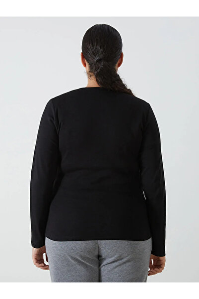 LC Waikiki Lcwaikiki Basic Black Crew Neck Solid Long Sleeve Women's Body