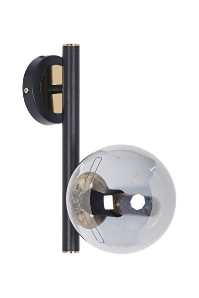 MŞ Aydınlatma Libra Siyah Gold Füme Camlı Aplik