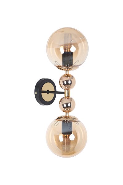MŞ Aydınlatma Misket Black Gold 2 Honey Glass Sconce