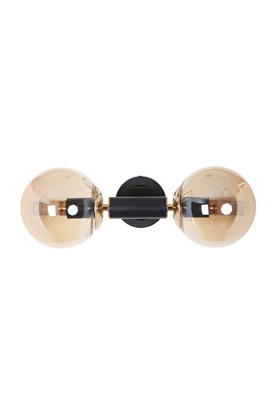 MŞ Aydınlatma Hector Black Gold 2 Honey Glass Sconce