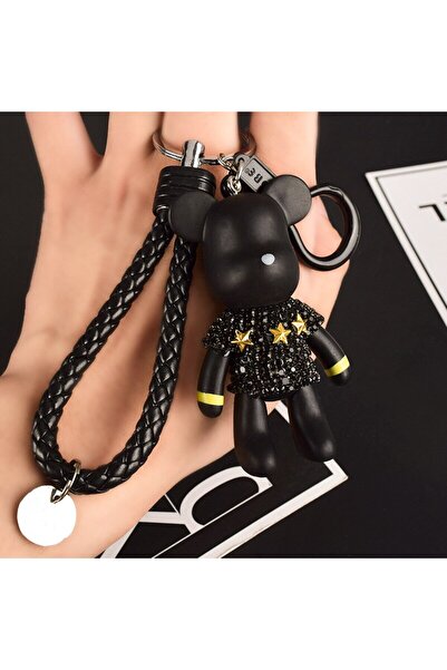 Choice سلسلة مفاتيح مطلية بالفضة على شكل دمية سوداء واحدة للرجال والنساء، يمك...