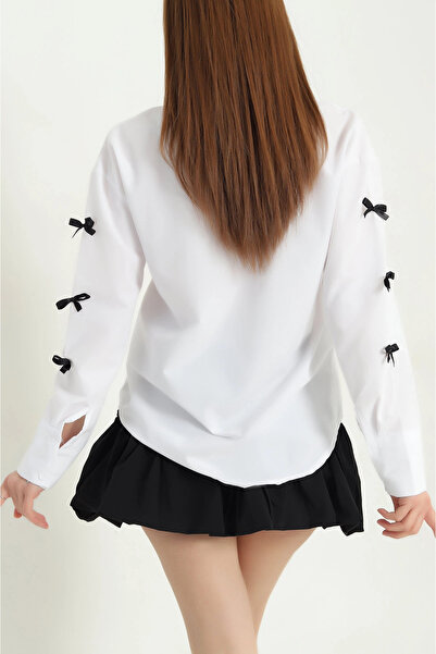 vuvutasarım New Season White Bow Detail Poplin Shirt