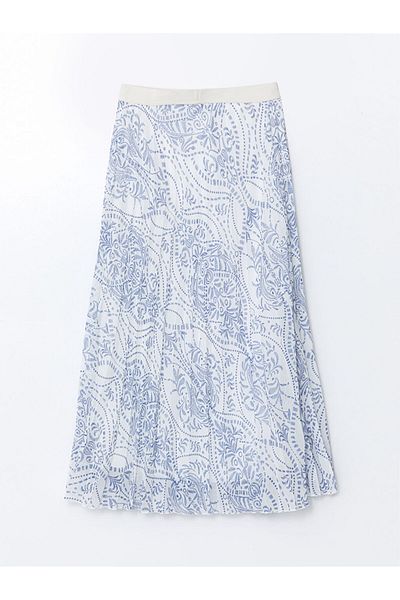LC Waikiki LCWAIKIKI Klassischer gemusterter Damen-Chiffonrock mit elastischem Bund