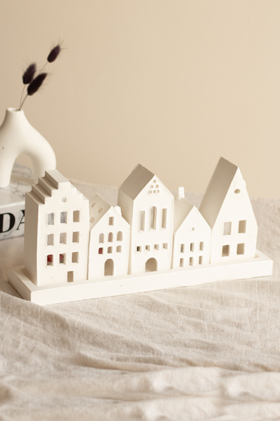 SANAT SEPET İŞLERİ "Tealight Hediyeli ve Stantlı" 5'li Dekoratif Ev Mumluk