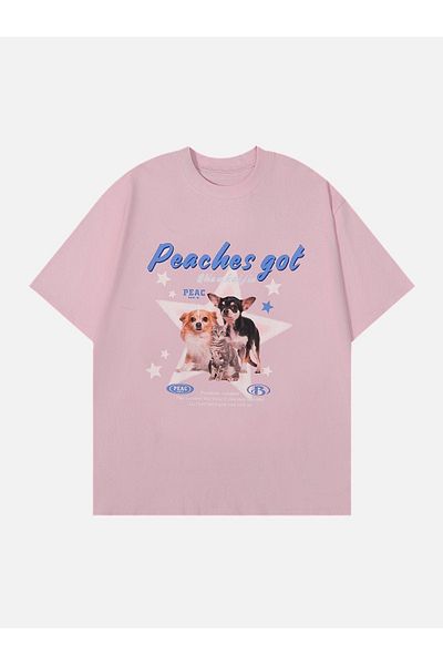Gofeel Μπλουζάκι με στάμπα Pink Peaches Got Oversize