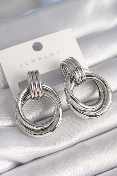 Skygo Brass Silver Color Ring Model Women's Earrings - TJ-BKP8738