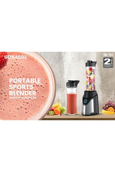 sonashi خلاط رياضي محمول - صانع عصائر بلمسة زر واحدة مع زجاجة رياضية خالية من مادة BPA سعة 570 مل مع T
