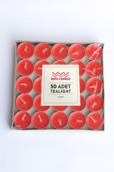 Date Candle Kırmızı 6 gr Tealight Mum 50 Adet - Buhurdanlık Ve Mumluğa Uygundur.