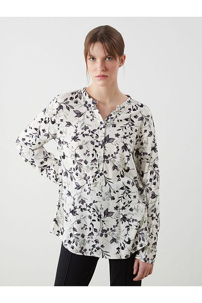 LC Waikiki LCW ECO Damenbluse mit Blumenmuster und Flüchtigkeitskragen