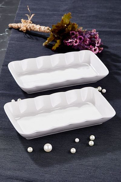 devigo 1. Grade Ceramic 4 Pieces Salad Plate Presentation Boat Plate Drop Series Presentation Plate