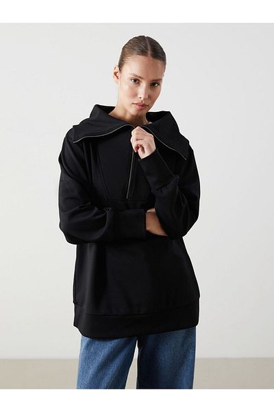 LC Waikiki Lcw Stand Collar Oversize Women's Sweatshirt Tunic