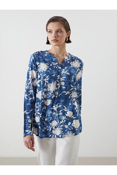 LC Waikiki Bluză de damă cu guler înclinat de sezon nou cu flori - S5M287Z8