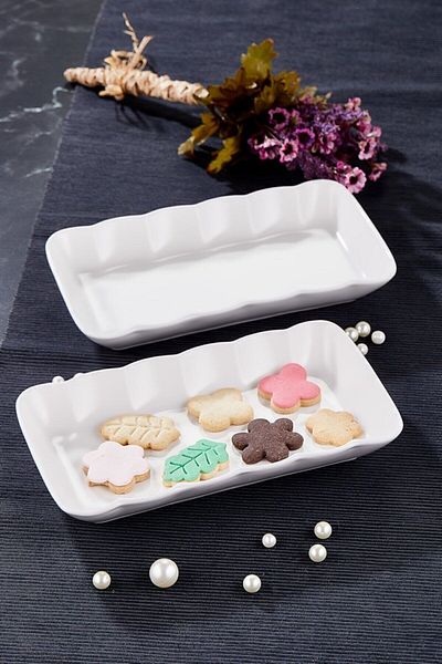 devigo 1. Grade Ceramic 4 Pieces Salad Plate Presentation Boat Plate Drop Series Presentation Plate