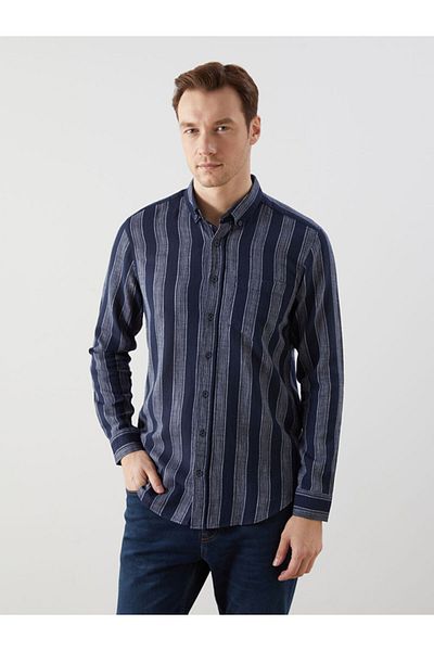 LC Waikiki Ανδρικό ριγέ μακρυμάνικο πουκάμισο LCWAIKIKI Classic Regular Fit