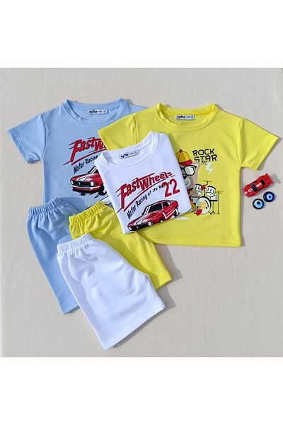 siyalife Boy's 3-Piece T-Shirt and Shorts Set
