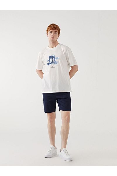 LC Waikiki New Season Crew Neck εμπριμέ χτενισμένο βαμβακερό ανδρικό Tisort - S5EG75Z8