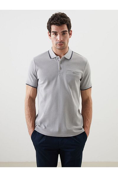 LC Waikiki New Season Polo Neck Short Sleeve Men's Textured T-Shirt - S52872Z8
