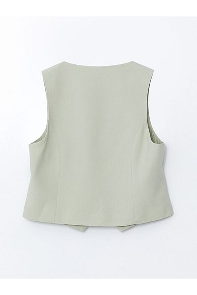 LC Waikiki New Season V-Neck Linen Blend Women's Classic Vest - S5Gu00Z8