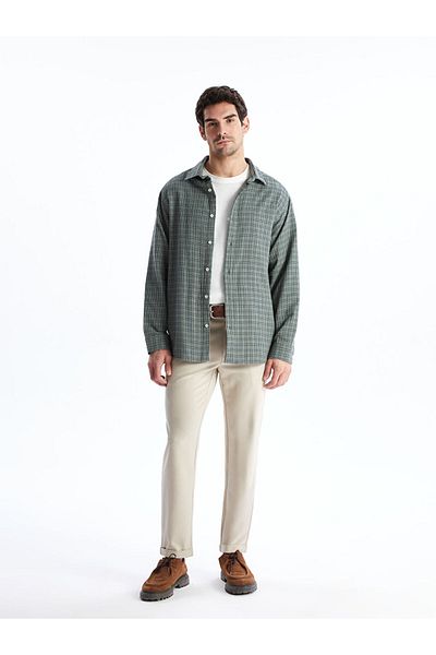 LC Waikiki Ανδρικό μακρυμάνικο καρό πουκάμισο LCW Vision Comfortable Fit