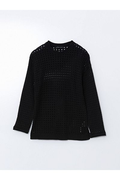 LC Waikiki Lcw Modest Crew Neck Openwork Women's Knitwear Tunic