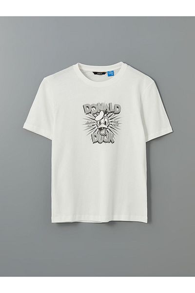 LC Waikiki Ανδρικό μπλουζάκι XSIDE Crew Neck Donald Duck με στάμπα από βαμβακερό χτενισμένο βαμβάκι