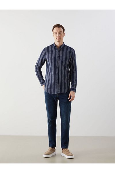 LC Waikiki Ανδρικό ριγέ μακρυμάνικο πουκάμισο LCWAIKIKI Classic Regular Fit