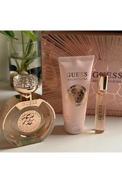 Guess Perfume Gift Set (Bag + 100ml Perfume + 15ml Perfume + 100ml Body Cream) Box Included