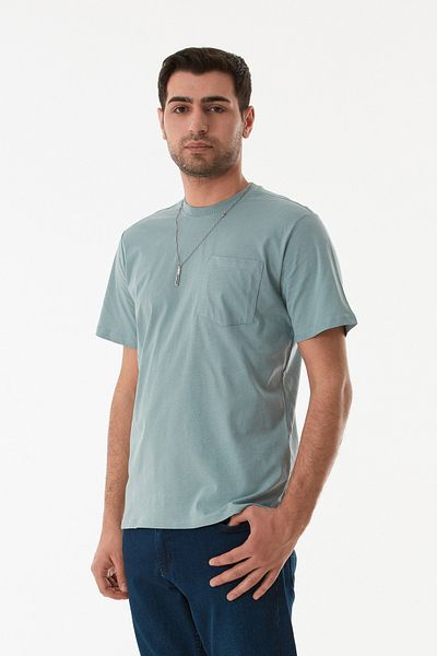Fulla Moda Tricou cu decolteu rotund cu buzunar și detaliu de colier