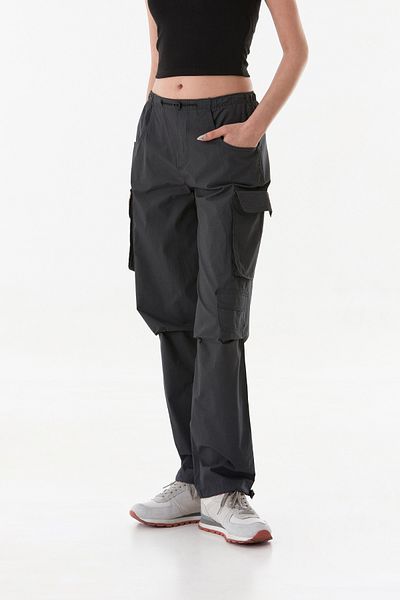 Fulla Moda Parachute Fabric Trousers with Belts and Leg Stoppers and Cargo Pockets