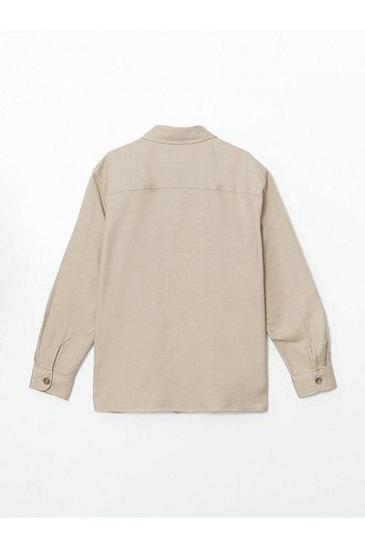 LC Waikiki Southblue Beige Regular Fit Long Sleeve Dobby Men's Shirt