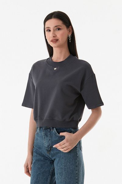 Fulla Moda Μπλουζάκι με λεπτομέρεια με ραβδώσεις με γιακά